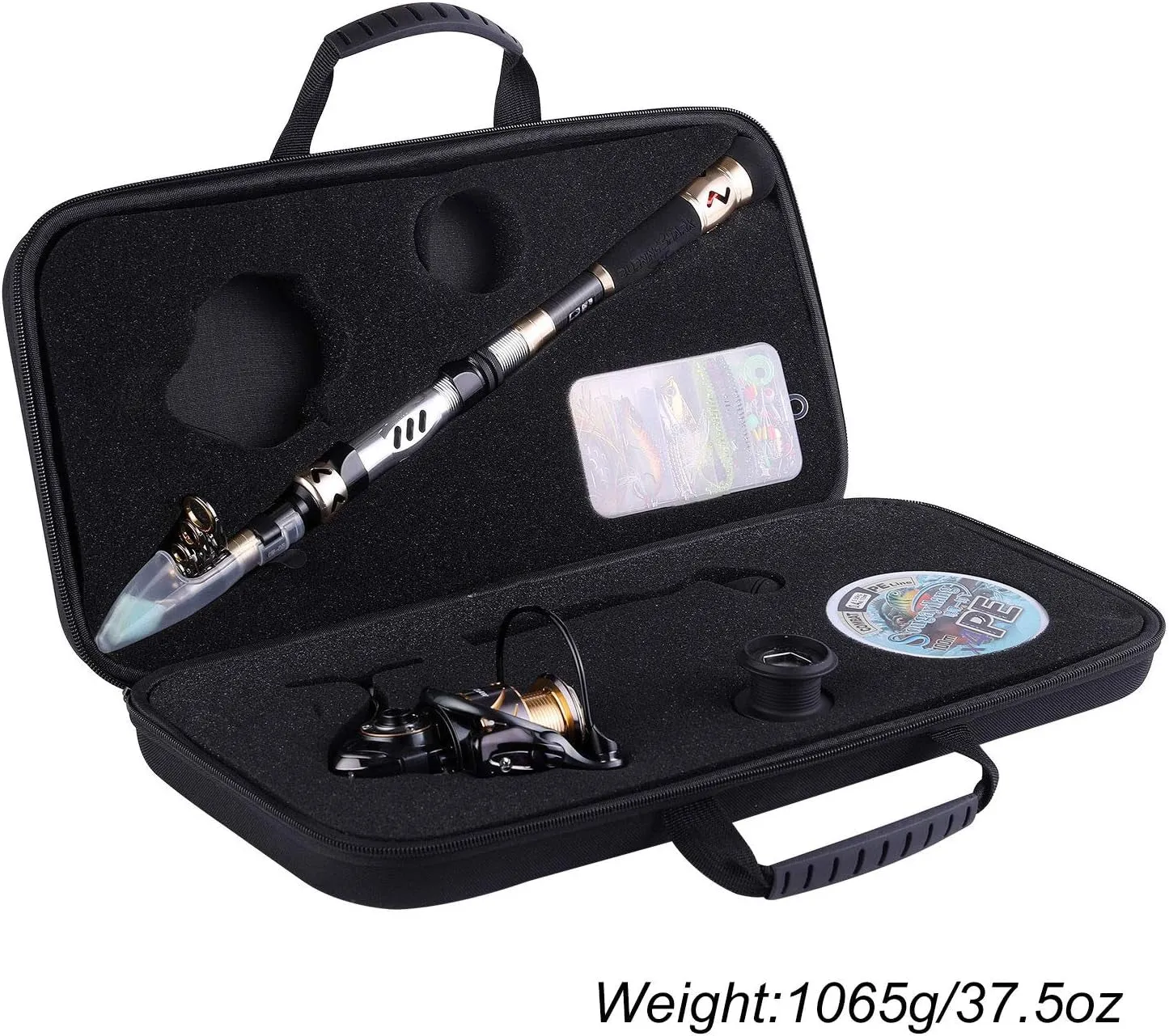  1 BB Fishing Full Stainless Fishing Reel 13 Reel with and Waterproof International tracking Steel Spinning Shielded Kit Combos Rod Suitcase Kit, Fiber Fishing Telescopic Pole, Bearings Carbon