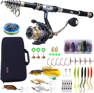  1 BB Fishing Full Stainless Fishing Reel 13 Reel with and Waterproof International tracking Steel Spinning Shielded Kit Combos Rod Suitcase Kit, Fiber Fishing Telescopic Pole, Bearings Carbon