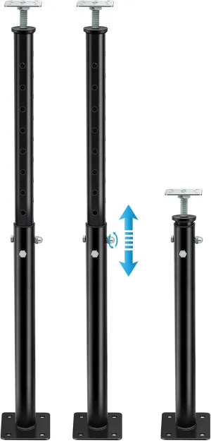 1 Pack Adjustable Jack Post Steel Floor Jack Floor Support Jack Pole Jack for Porch Roof Deck Heavy Load Areas, 23.23"-43.31" Adjustable Height, Black