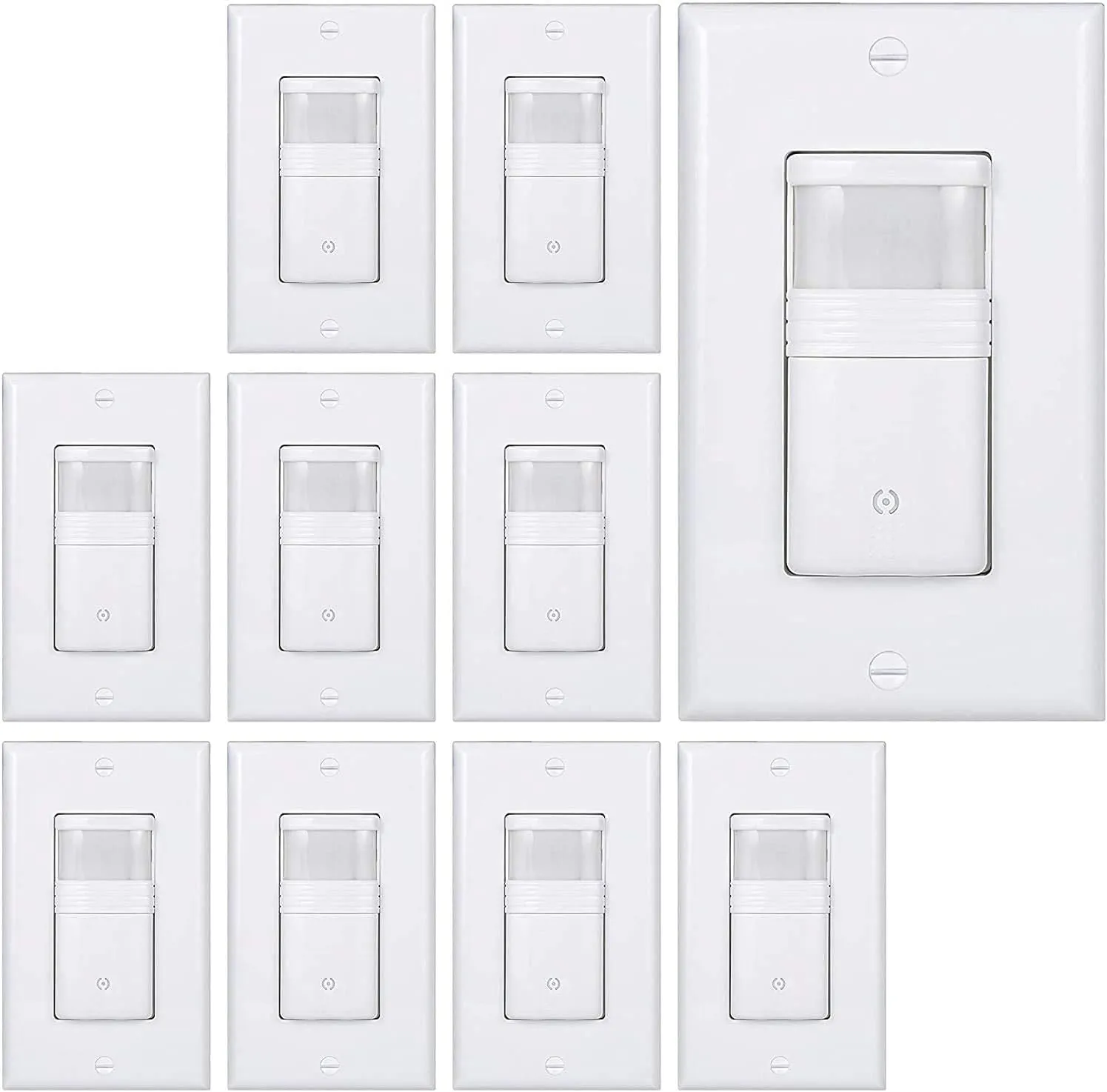 10 Pack Motion Sensor Light Switch, Neutral Wire Required, Single Pole Only (Not 3-Way), Indoor in-Wall Occupancy Sensor with Wall Plate, Adjustable Timer, Title 24, UL Certified, White
