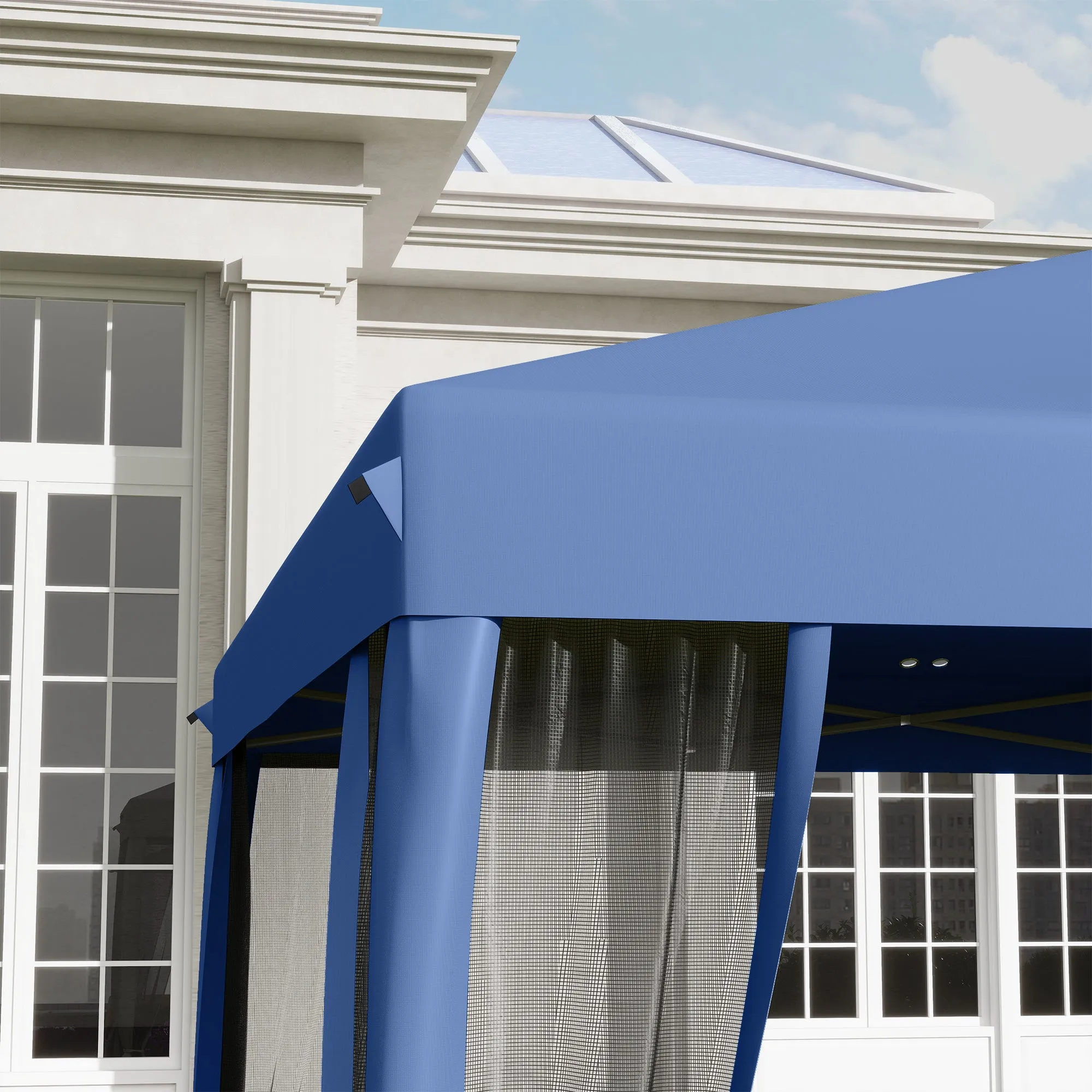 10' x 10' Pop-Up Canopy Tent with Netting, Carry Bag & Adjustable Height, Blue