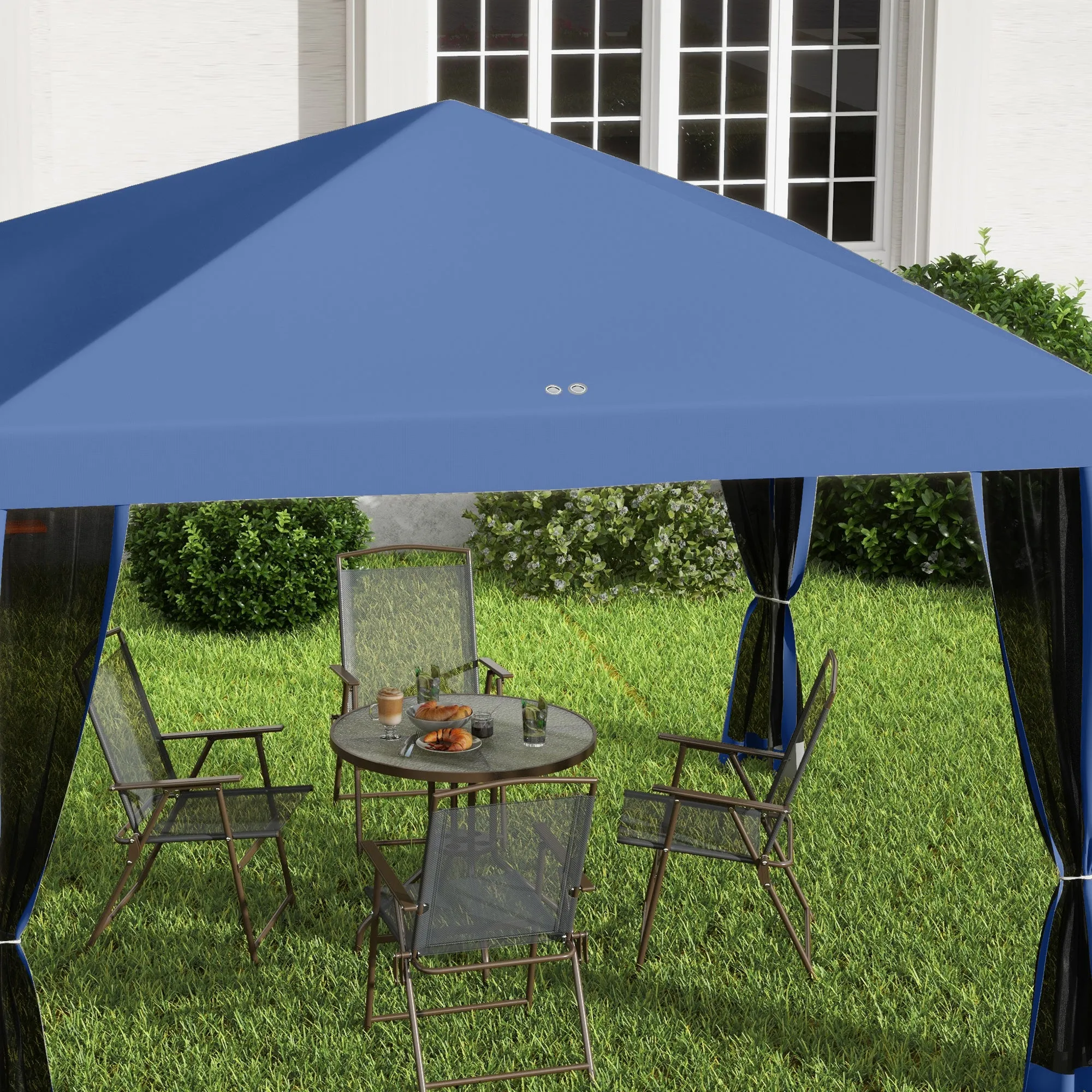 10' x 10' Pop-Up Canopy Tent with Netting, Carry Bag & Adjustable Height, Blue