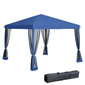 10' x 10' Pop-Up Canopy Tent with Netting, Carry Bag & Adjustable Height, Blue
