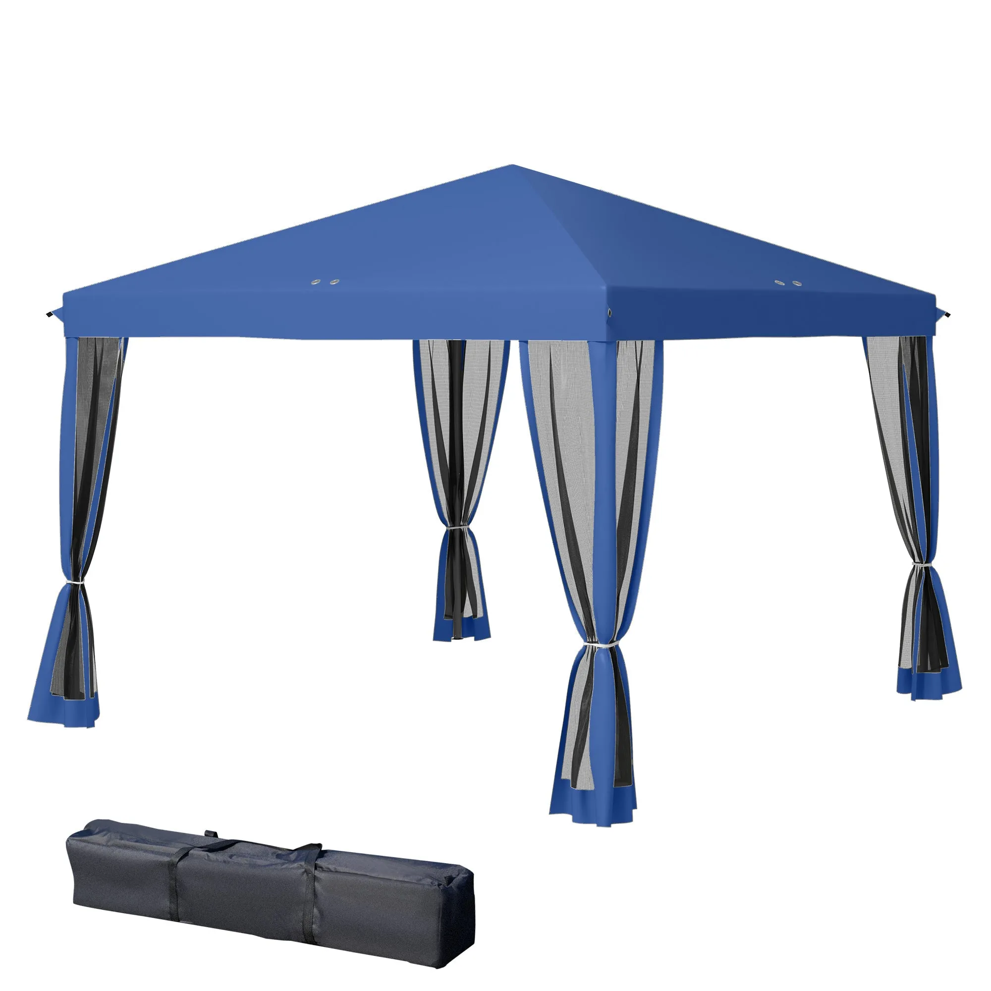 10' x 10' Pop-Up Canopy Tent with Netting, Carry Bag & Adjustable Height, Blue