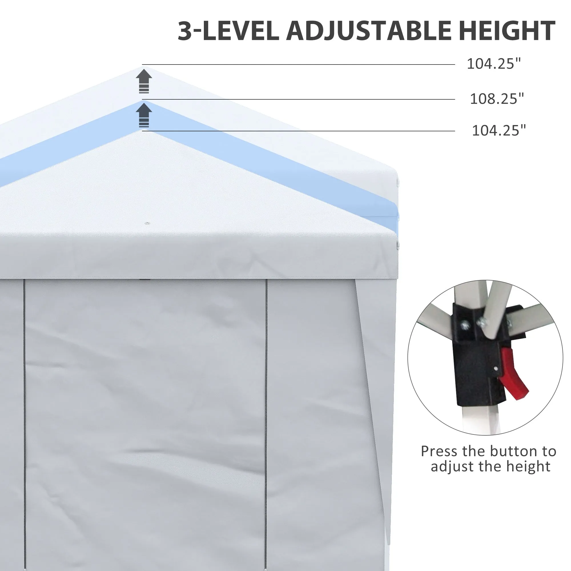 10' x 19.5' Pop Up Canopy Tent with Height Adjustable, Sidewalls, Weight Bags&Carry Bag, White