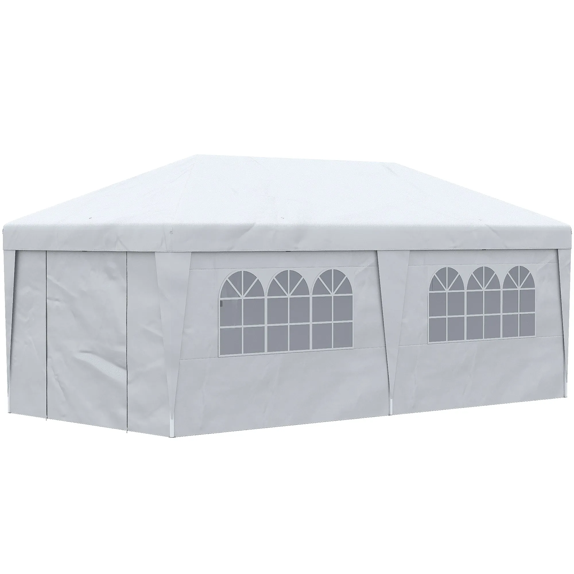 10' x 19.5' Pop Up Canopy Tent with Height Adjustable, Sidewalls, Weight Bags&Carry Bag, White