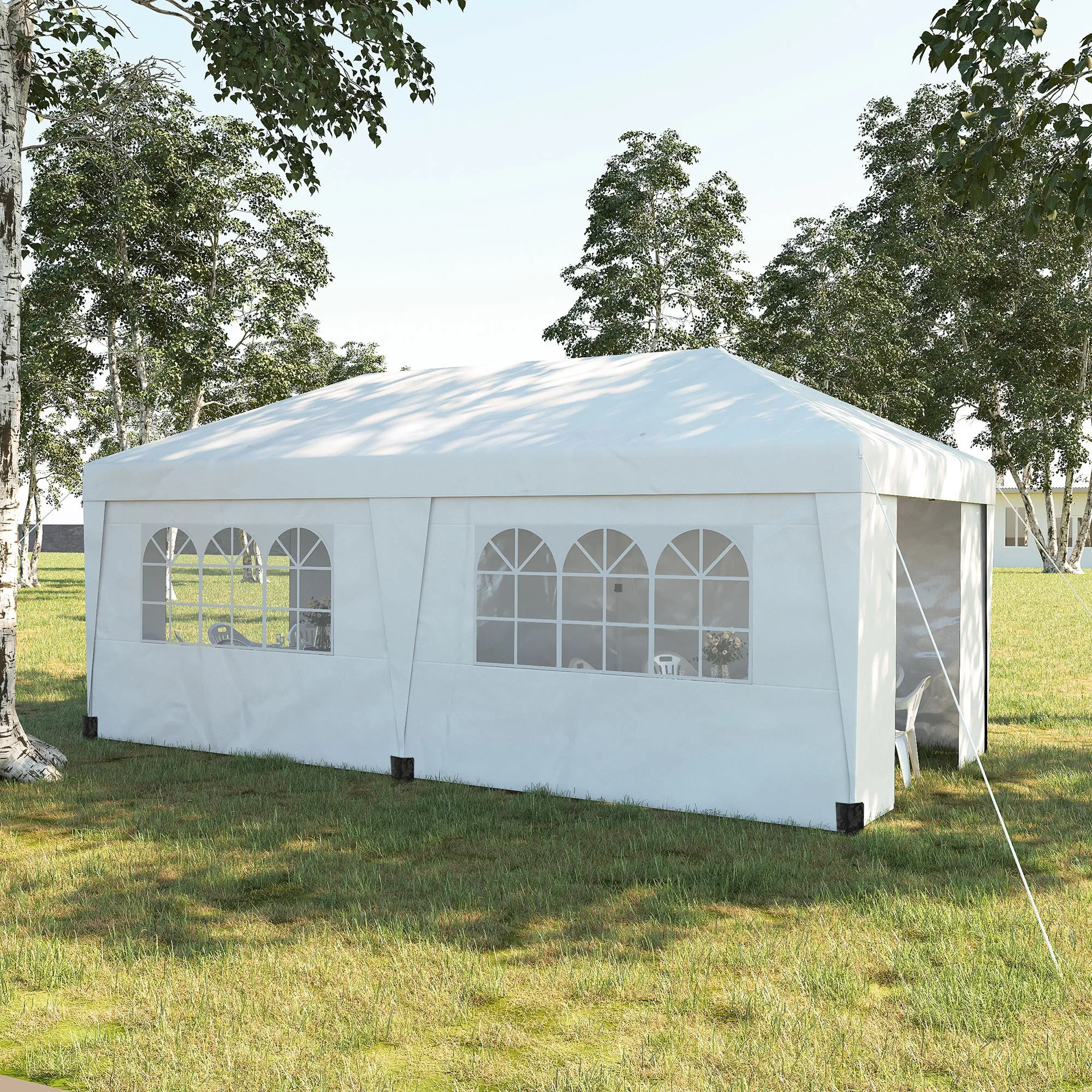 10' x 19.5' Pop Up Canopy Tent with Height Adjustable, Sidewalls, Weight Bags&Carry Bag, White