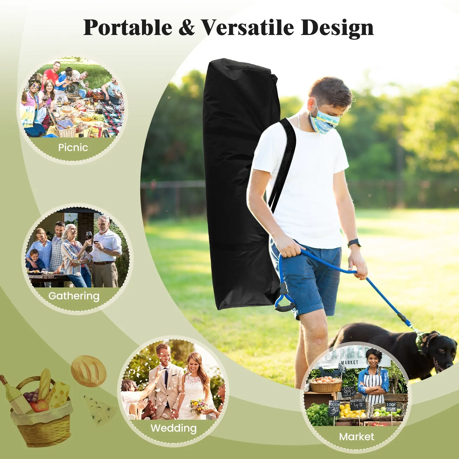10 X 20 FT Pop up Canopy Tent Foldable Portable Outdoor Gazebo with Carry Bag-White