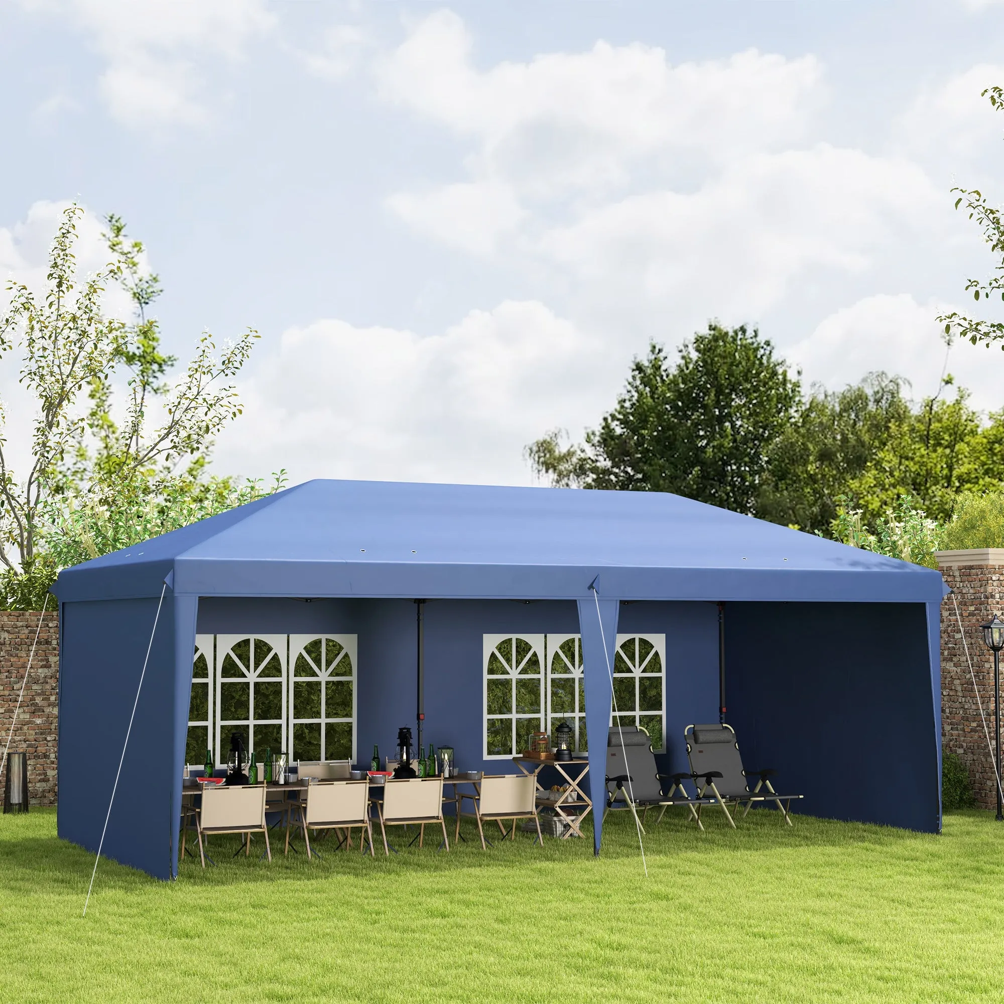10' x 20' Outdoor Pop Up Canopy Tent Party Tent Instant Shelter W/ Carrying Bag, Blue