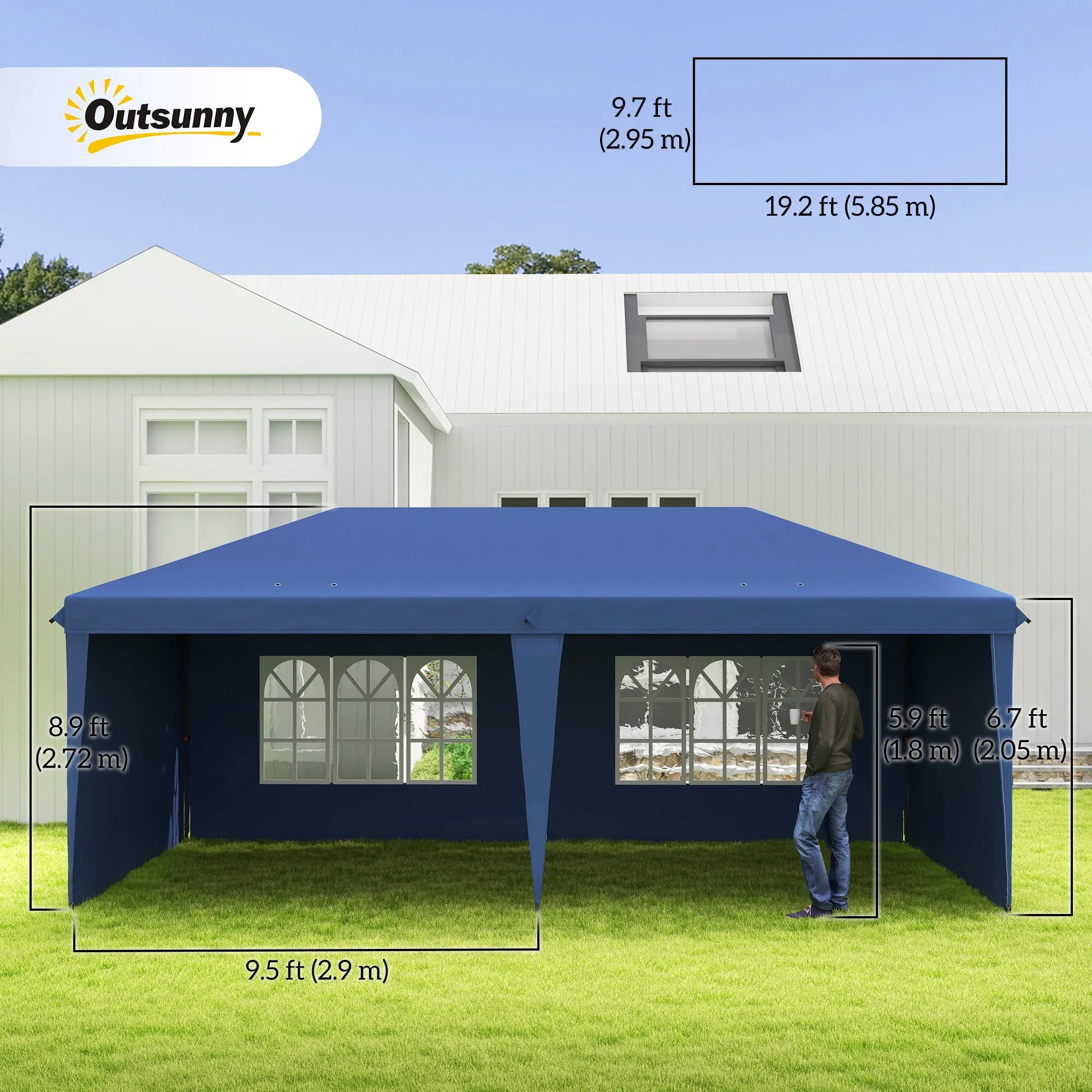 10' x 20' Outdoor Pop Up Canopy Tent Party Tent Instant Shelter W/ Carrying Bag, Blue