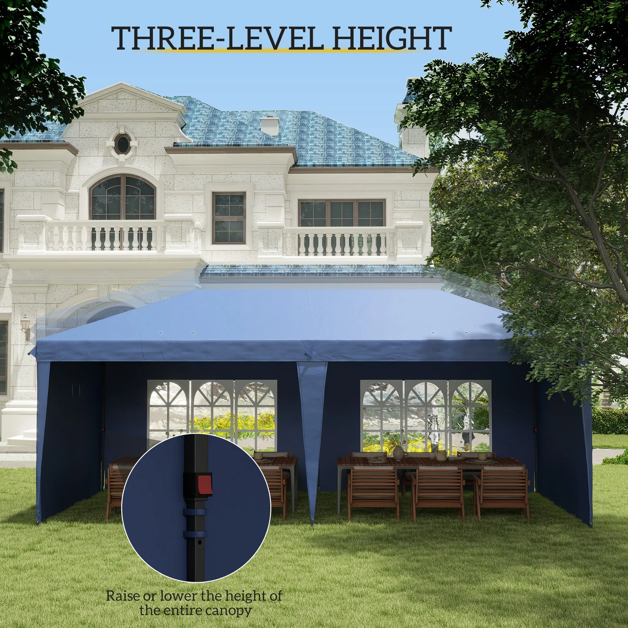 10' x 20' Outdoor Pop Up Canopy Tent Party Tent Instant Shelter W/ Carrying Bag, Blue