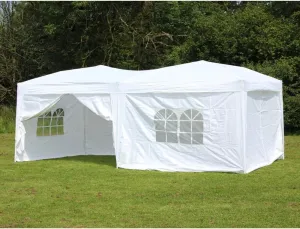 10 x 20 Palm Springs Pop Up White Canopy Gazebo Party Tent with 6 Side Walls New