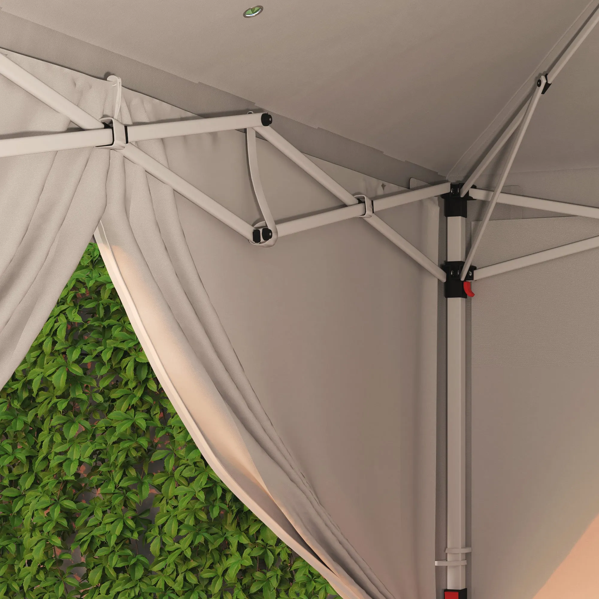 10' x 20' Pop Up Canopy with 6 Walls, Outdoor Easy Up Canopy Party Tent with Steel Frame, Drainage Holes, Instant Garden Shade Shelter with Carrying Bag, White