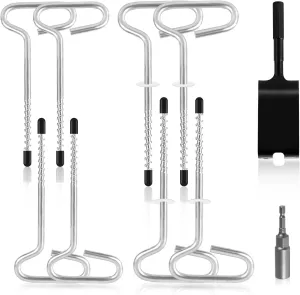 10pcs Ice Anchor Drill Adapter Kit, Ice Anchor Ice Fishing Equipment Auger Ice Fishing Anchor Adapter Ice Fishing Tool Equipment Kit for Setting Up Ice Fishing Shelter Accessories Tent