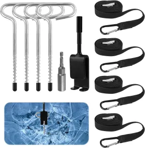 10pcs Ice Anchor Tool, Universal Ice Anchor Drill Adapter Kit Ice House Anchors Ice Anchor Adapter Ice Shanty Anchors Ice House Anchor Drill Adapter for Setting Up Ice Fishing Equipment Shelter Tent