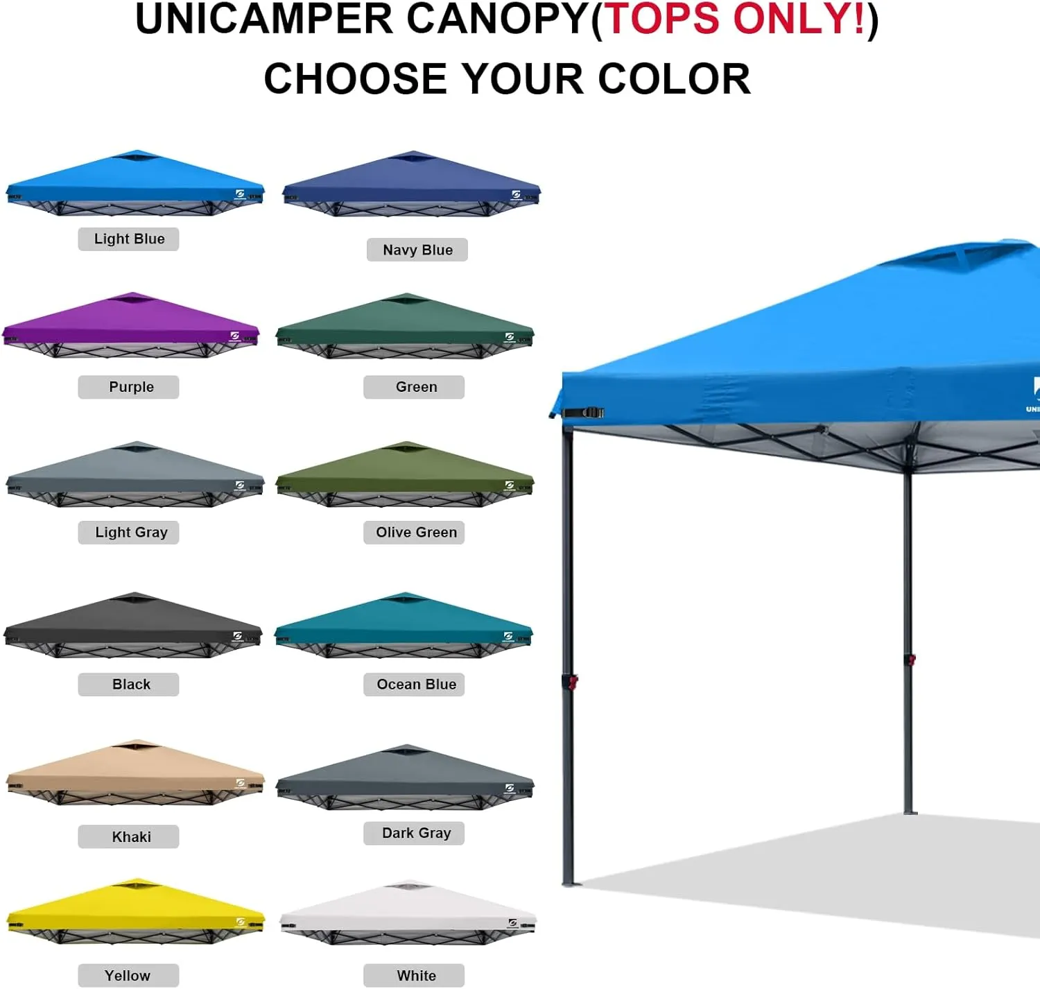 10x10 Pop Up Canopy Replacement Top Cover with Air Vent for Straight Leg Canopy Tent, Waterproof for Outdoor Garden Patio Camping Sun Shade(Top Only) (Light Blue, 1)