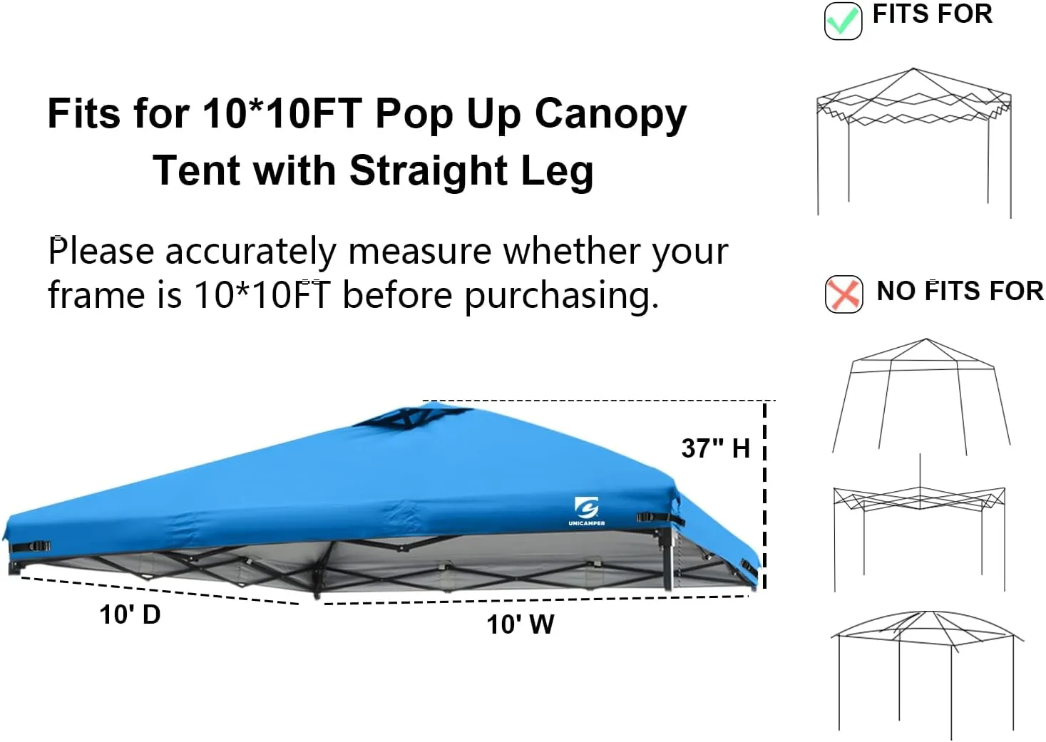 10x10 Pop Up Canopy Replacement Top Cover with Air Vent for Straight Leg Canopy Tent, Waterproof for Outdoor Garden Patio Camping Sun Shade(Top Only) (Light Blue, 1)