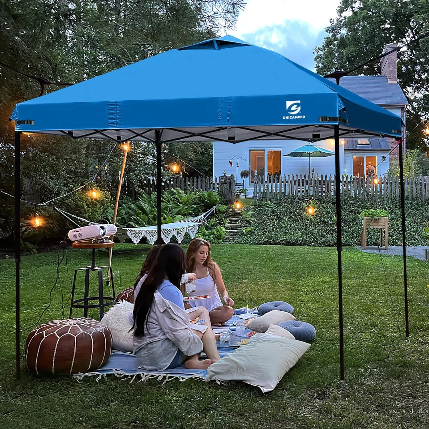 10x10 Pop Up Canopy Replacement Top Cover with Air Vent for Straight Leg Canopy Tent, Waterproof for Outdoor Garden Patio Camping Sun Shade(Top Only) (Light Blue, 1)