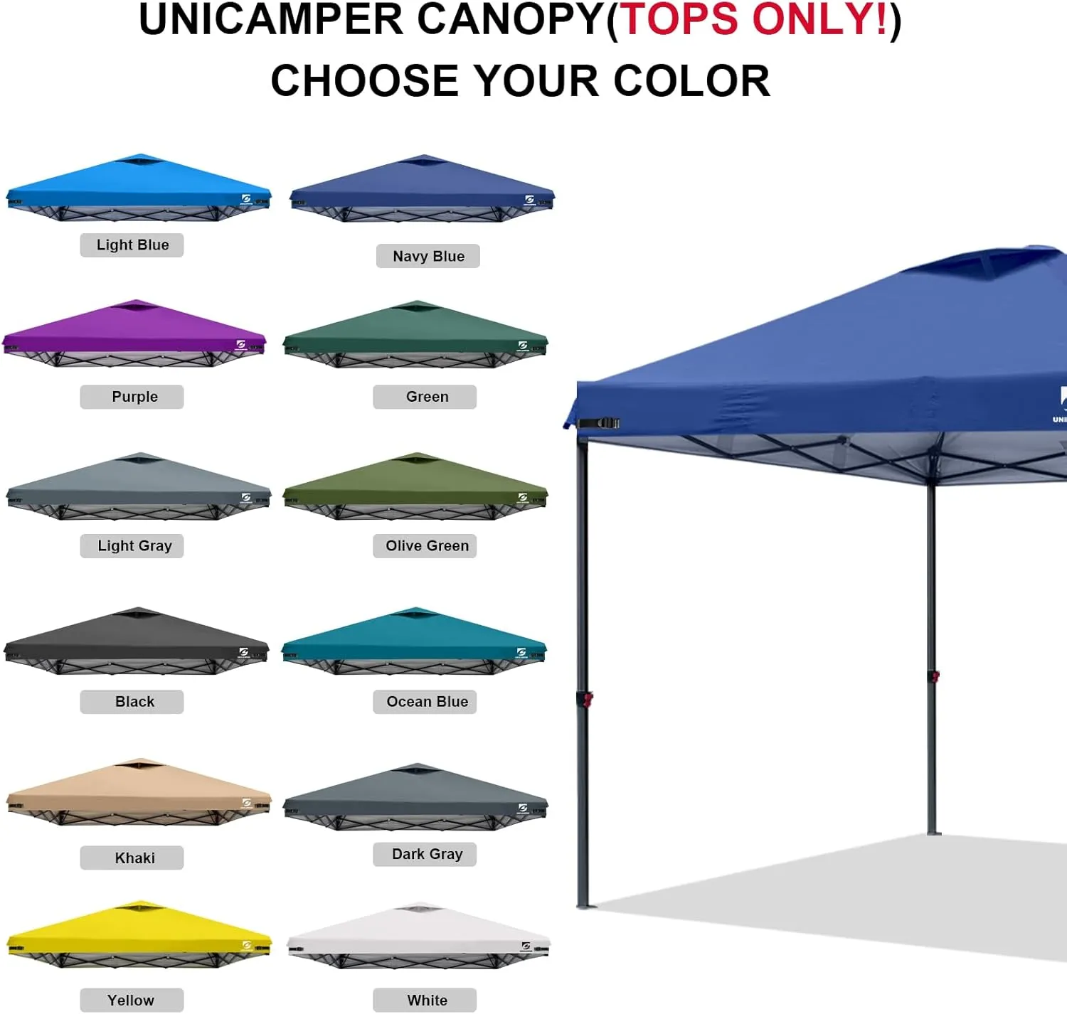 10x10 Pop Up Canopy Replacement Top Cover with Air Vent for Straight Leg Canopy Tent, Waterproof for Outdoor Garden Patio Camping Sun Shade(Top Only) (Navy Blue, 2)