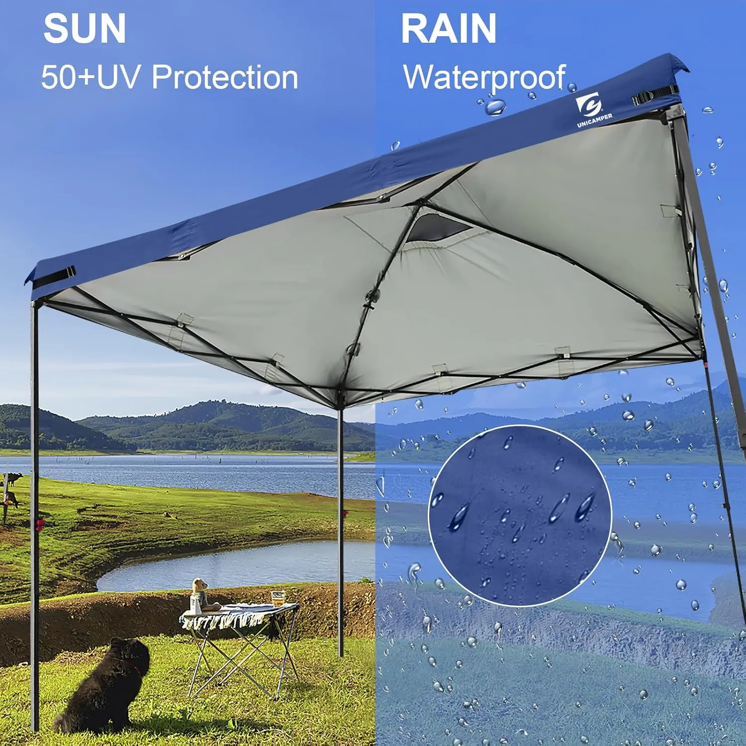 10x10 Pop Up Canopy Replacement Top Cover with Air Vent for Straight Leg Canopy Tent, Waterproof for Outdoor Garden Patio Camping Sun Shade(Top Only) (Navy Blue, 2)