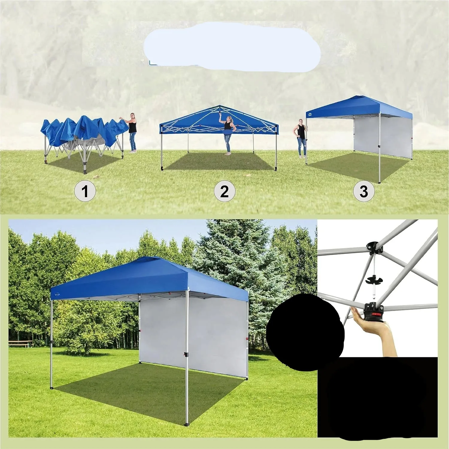 10x10 Portable Pop-Up Canopy Tent with Sidewall