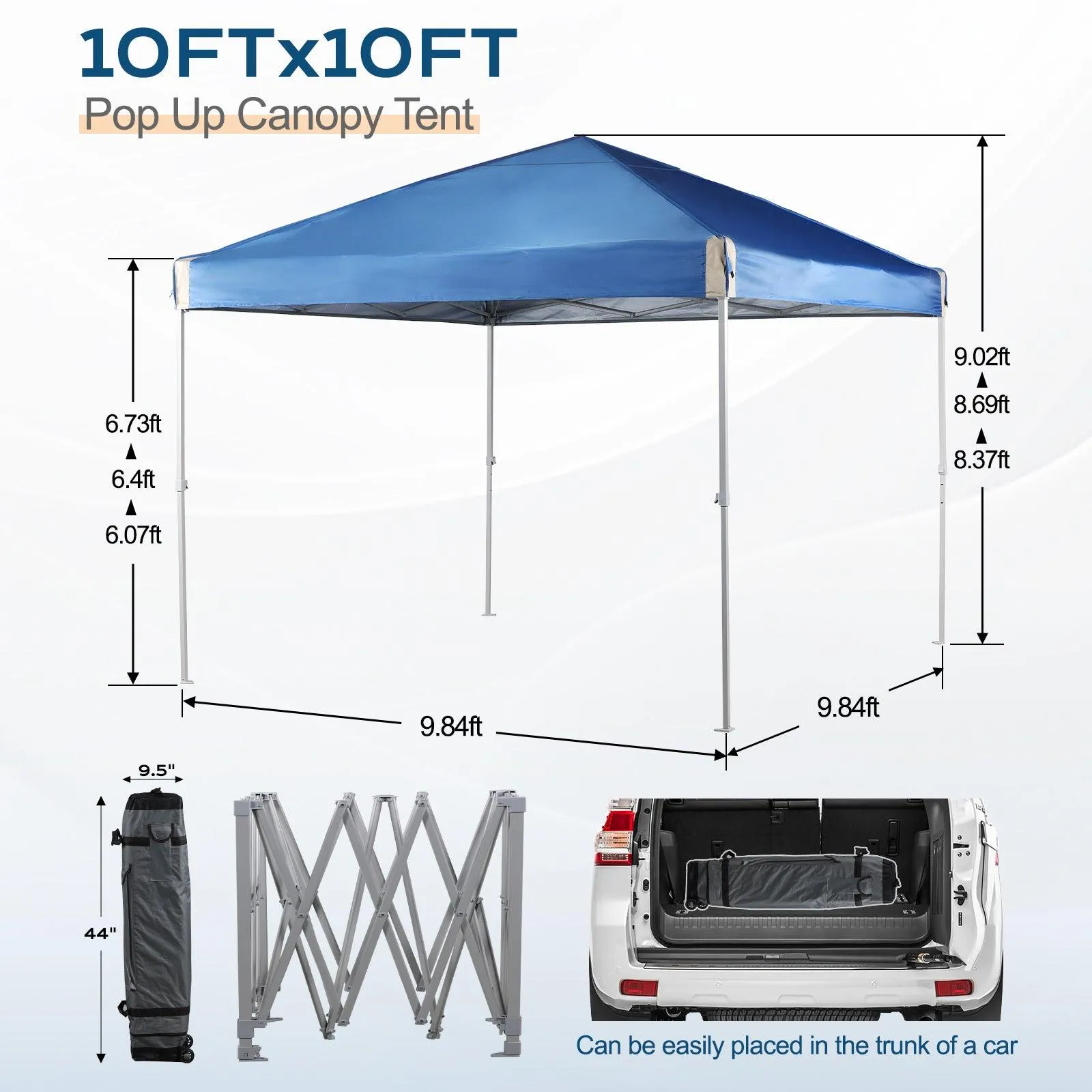 10x10/12x12 ft. Pop Up Canopy Tent with Roller Bag
