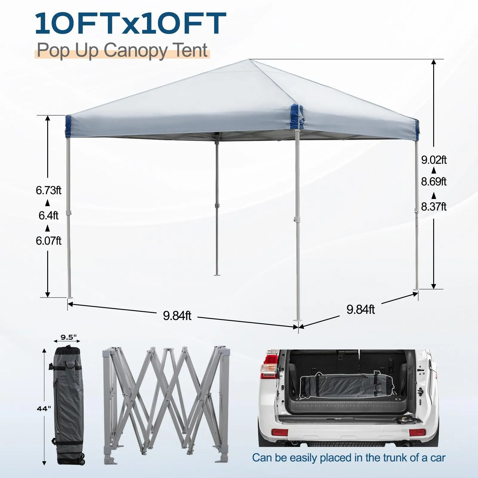 10x10/12x12 ft. Pop Up Canopy Tent with Roller Bag