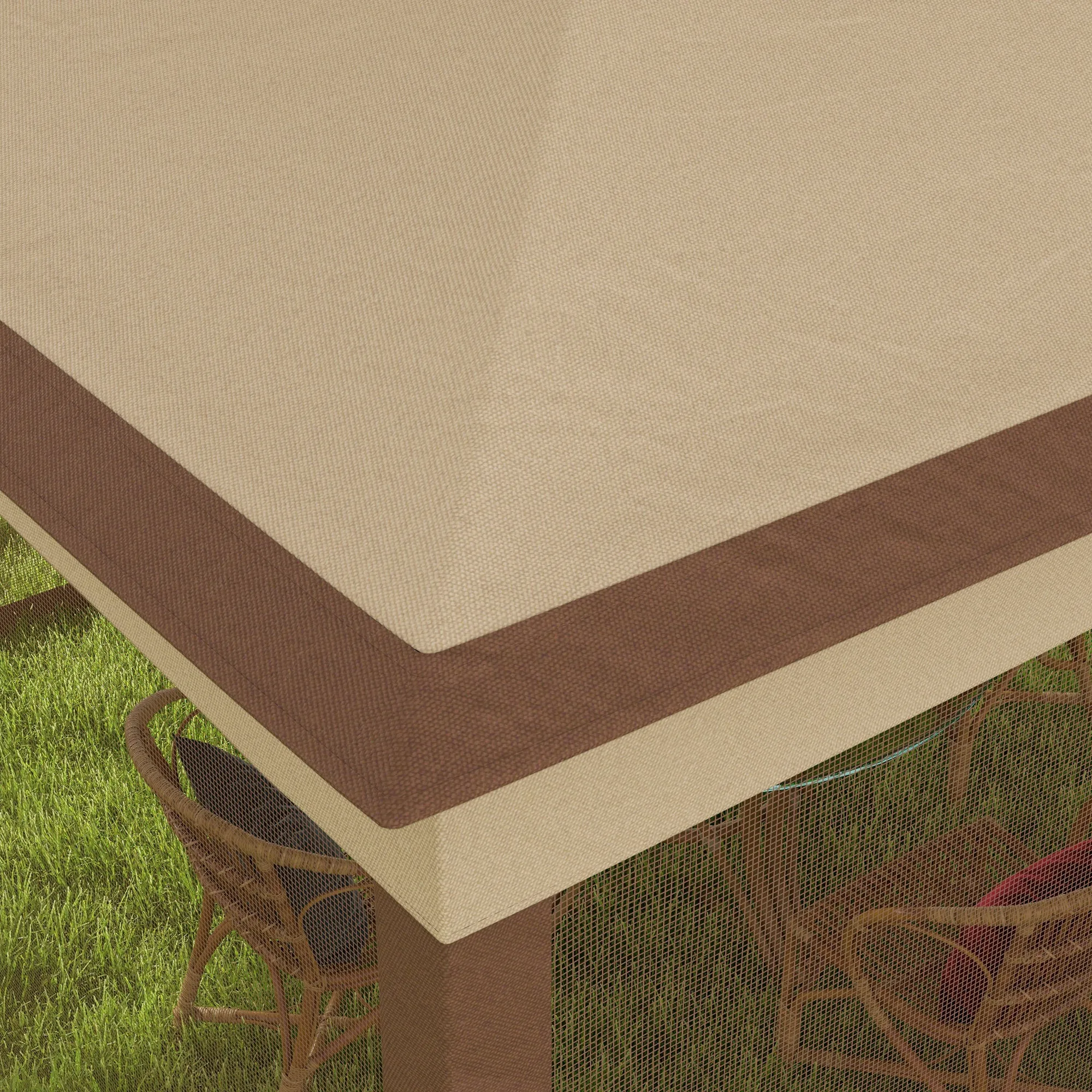 11' x 11' Pop-Up Canopy Gazebo with Zippered Netting and Carry Bag, Khaki