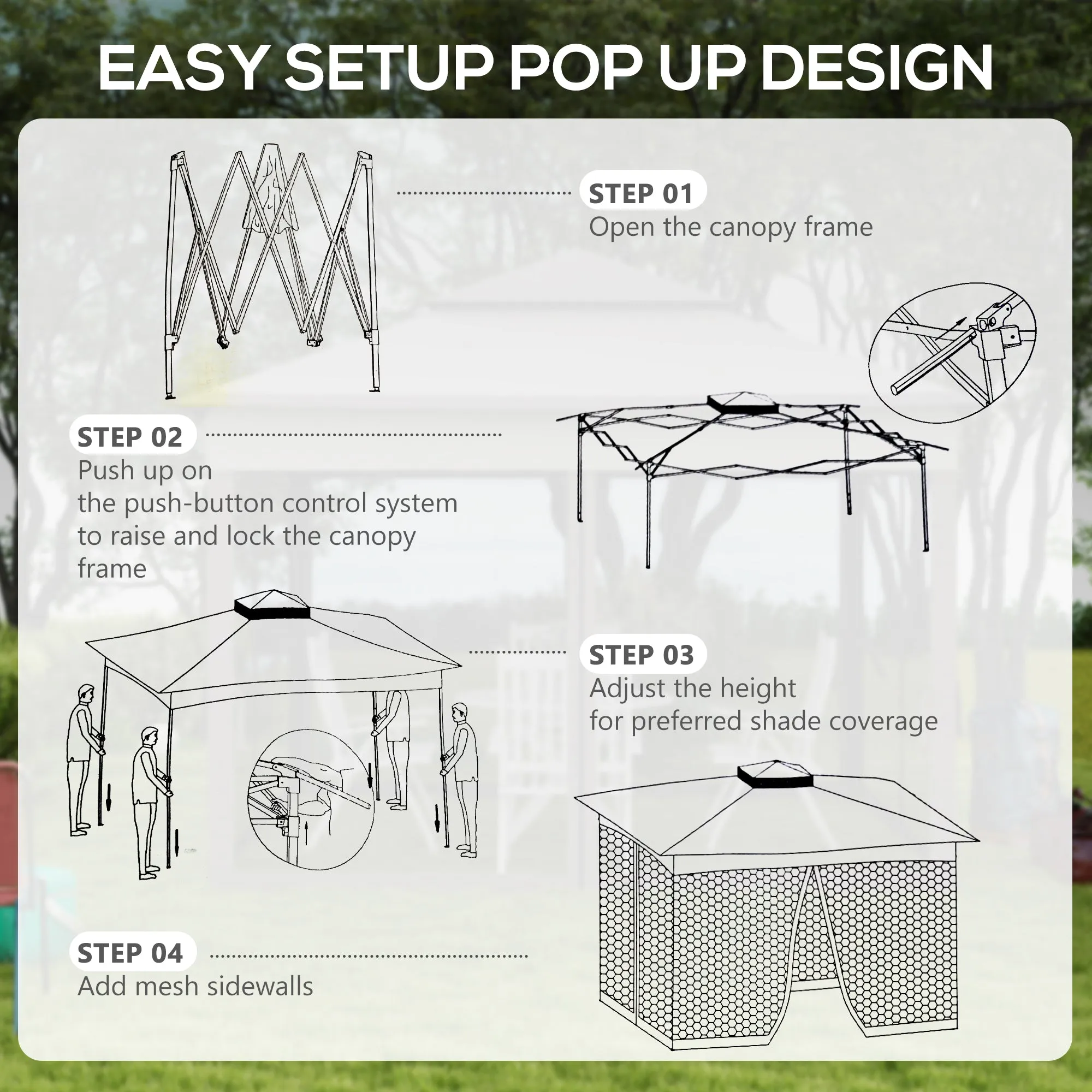 11' x 11' Pop-Up Canopy Gazebo with Zippered Netting and Carry Bag, Khaki