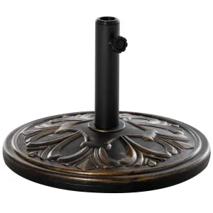 13kg Round HDPE Parasol Base Sun Umbrella Concrete Weight Stand Holder Patio Outdoor Garden, Bronze Tone