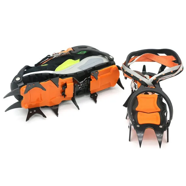 14 Climbing Anti-Skid Shoe Climbing Crampon Steel Device Crampons Flexible Ice Teeth Grippers Gear Manganese Mountaineering Buy-one-get-one Snow Traction
