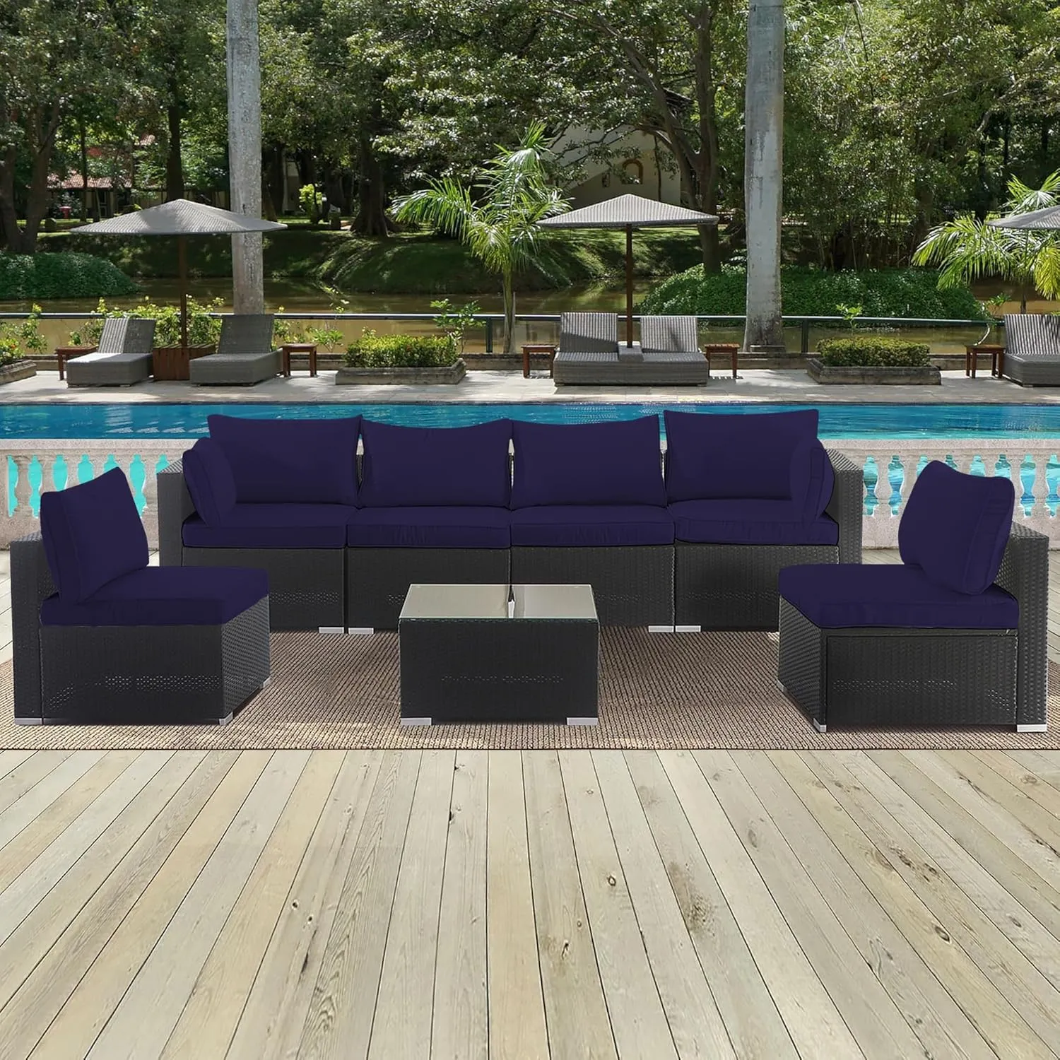 14-Piece Outdoor Cushion Covers for Sectional Wicker Patio Cushion Covers Water Resistant and UV Proof All -Weather Seat Covers with Zipper 3 Sizes
