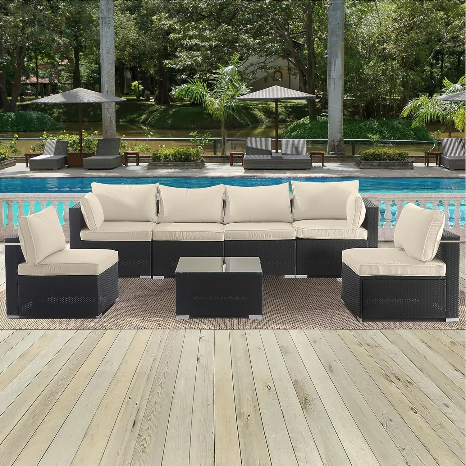 14-Piece Outdoor Cushion Covers for Sectional Wicker Patio Cushion Covers Water Resistant and UV Proof All -Weather Seat Covers with Zipper 3 Sizes