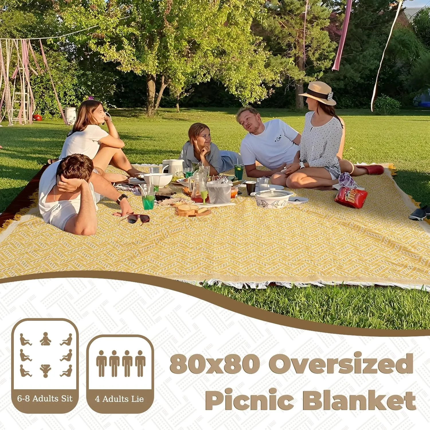 2 in 1 Extra Large Camping Blanket Outdoor Picnic Yoga Mat Waterproof Sandproof Lightweight Car Essential Roadtrip Gadget Rv Accessories Glamping Tent Gear Must Haves Hiking Stuff Necessities Gift
