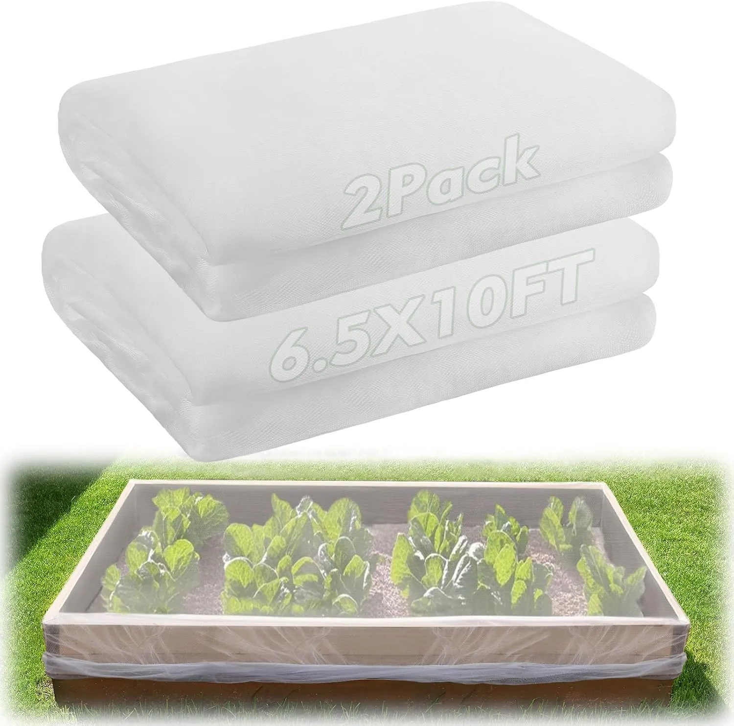 2 Pack 6.5x10ft Garden Netting - Ultra Fine Mesh Plant Covers to Keep Small Animals Pest Out, Bird Barrier Screen for Protecting Vegetables Fruits Flowers Raised Beds (Without Support Pole)