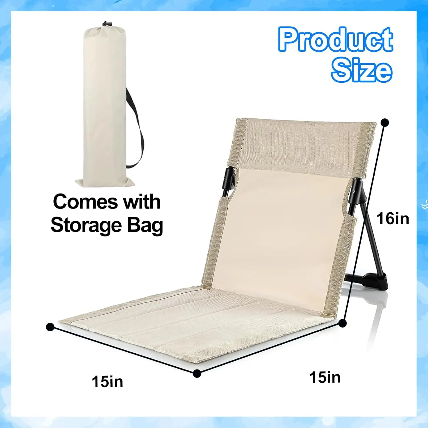 2 Pack Foldable Seat for Poolside Chairs, Portable Outdoor Poolside Chairs for Edge of Pool, Beach Chair, SwimmingPool Accessories,Pool Seats for Edge,Beach Camping Picnic Lawn Accessories-Light Beige