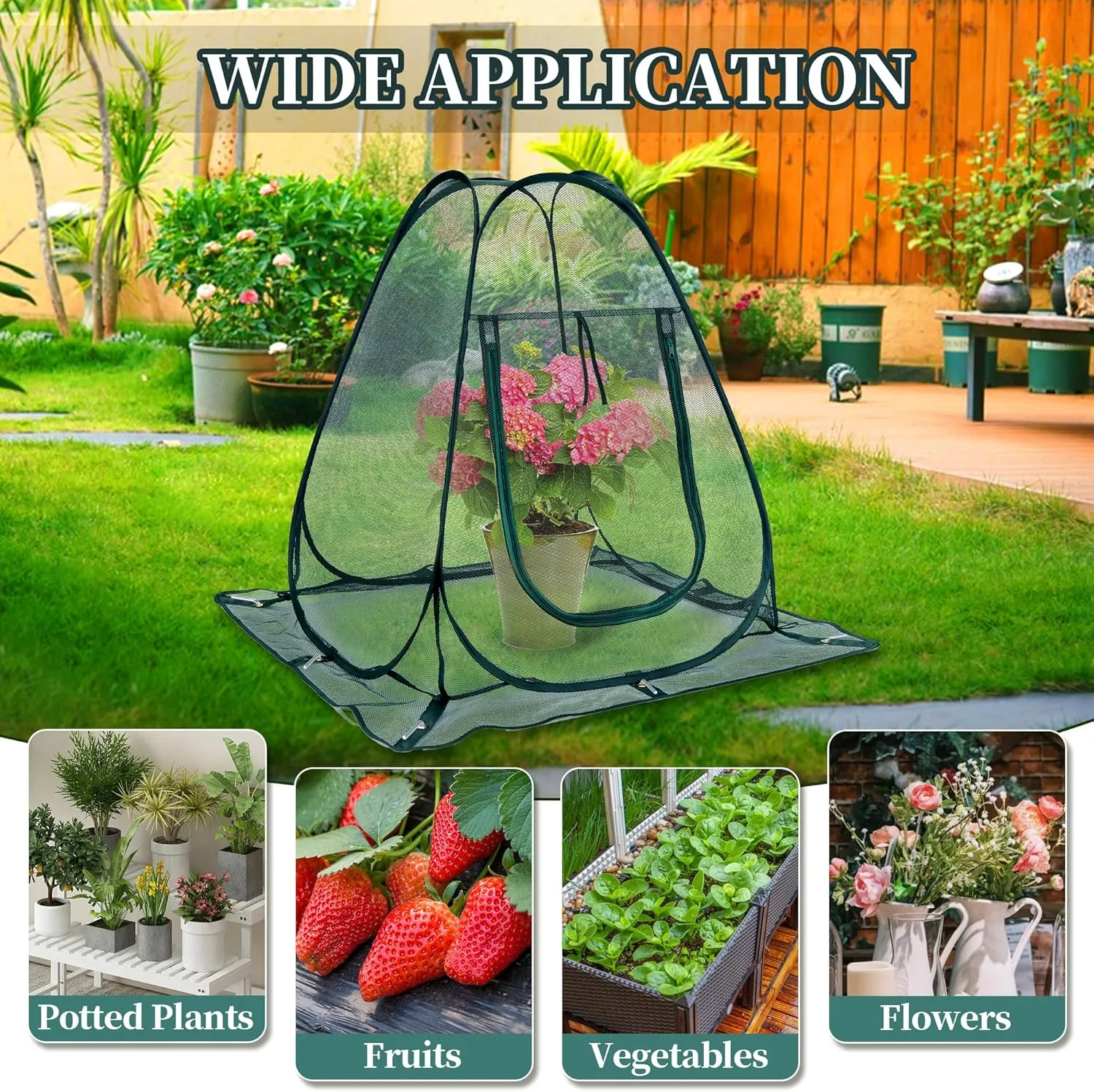 2 Packs Pop up Garden Netting Cover Plant Guard Cover with 16 Stakes Bird Plant Tent Protector for Vegetables Fruits Flowers (2, 28 * 28 * 32 inch)