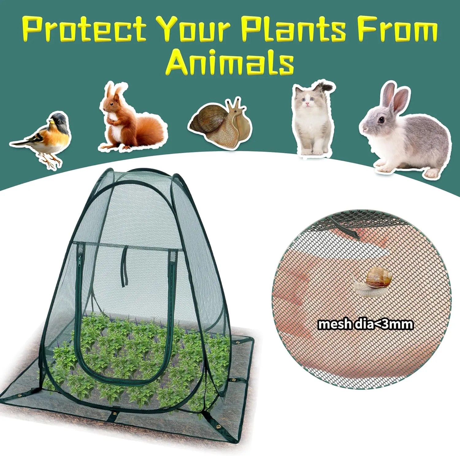 2 Packs Pop up Garden Netting Cover Plant Guard Cover with 16 Stakes Bird Plant Tent Protector for Vegetables Fruits Flowers (2, 28 * 28 * 32 inch)