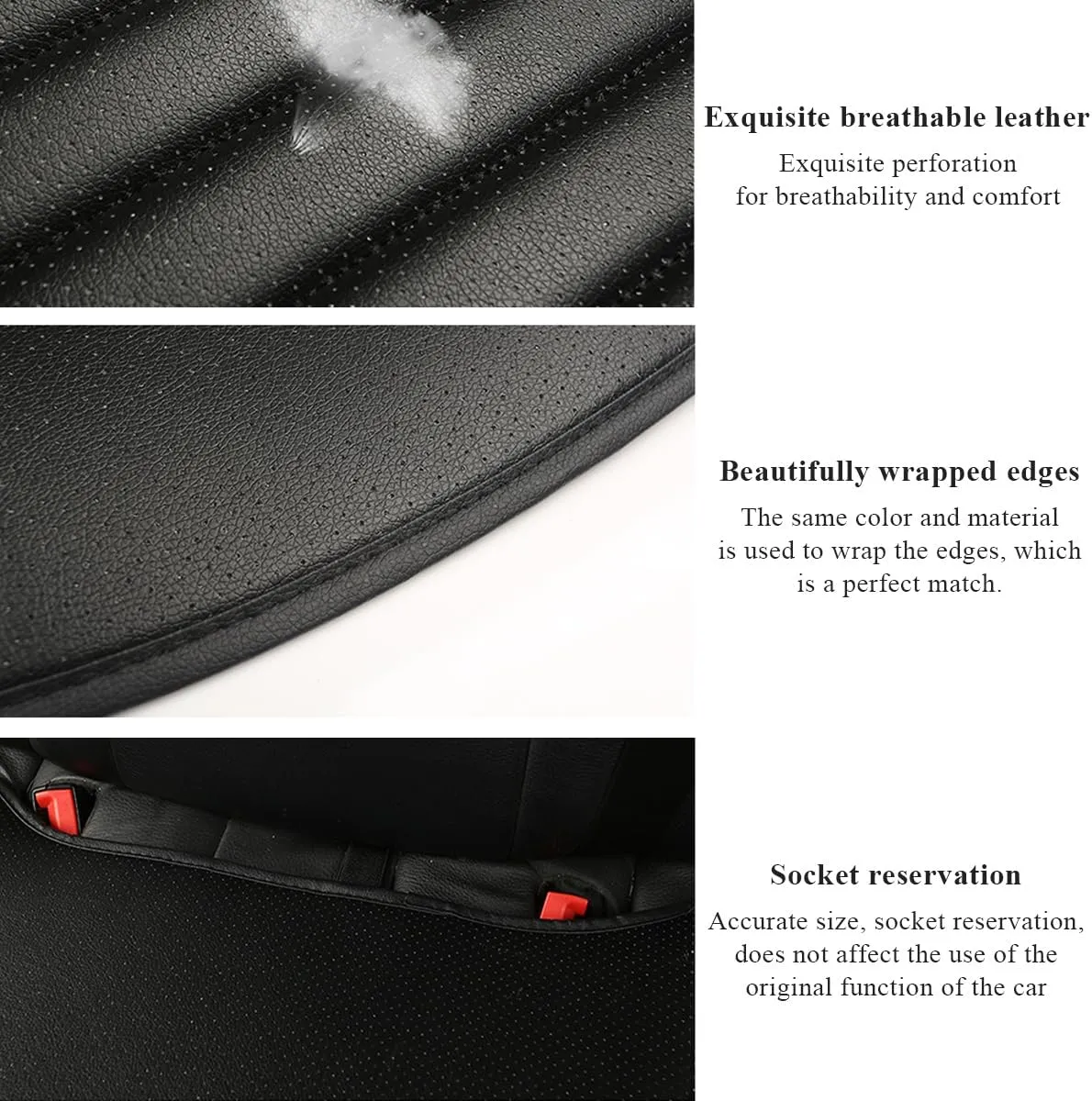 2 PCS Car Front Seat Protector Mats, 21.9" × 19.7" Breathable Leather Auto Cushion Protector, Anti-Slip Vehicle Seat Cover with Storage Pockets, Universal Car Accessories (Beige)