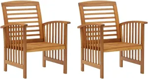 2 Pcs Solid Acacia Wood Patio Chairs for Garden, Patio, Terrace - Outdoor Chairs with Slatted Design and Oil Finish