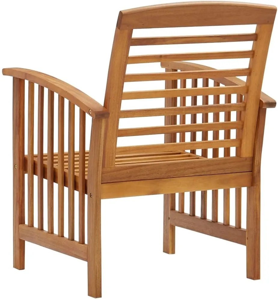 2 Pcs Solid Acacia Wood Patio Chairs for Garden, Patio, Terrace - Outdoor Chairs with Slatted Design and Oil Finish