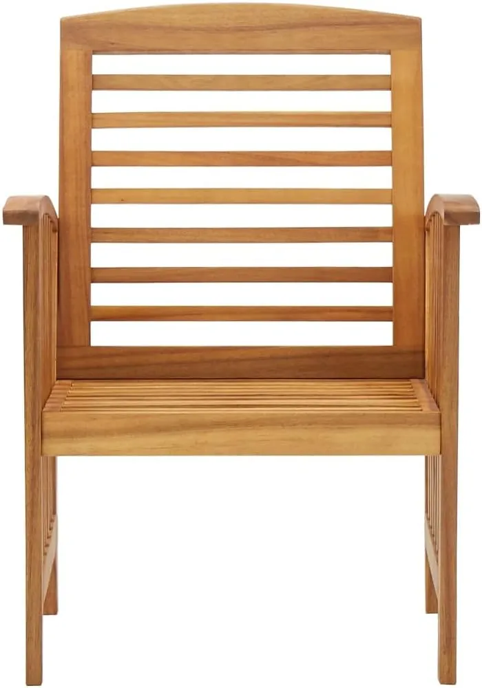2 Pcs Solid Acacia Wood Patio Chairs for Garden, Patio, Terrace - Outdoor Chairs with Slatted Design and Oil Finish