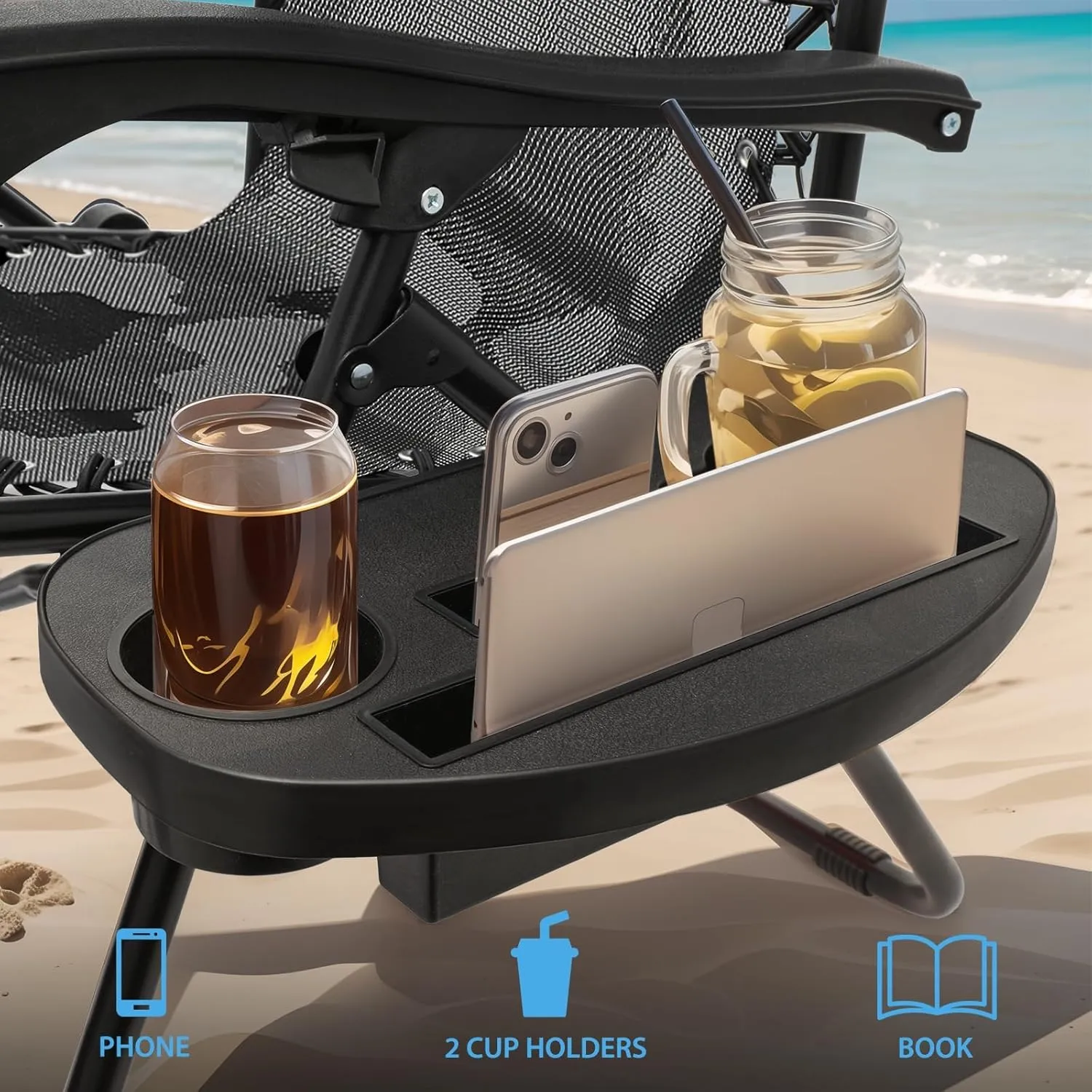 2 pcs Zero Gravity Lounge Chair, Foldable Patio Recliners for Outdoor, Beach, Camping, CAAP-BCC-C2P-CF