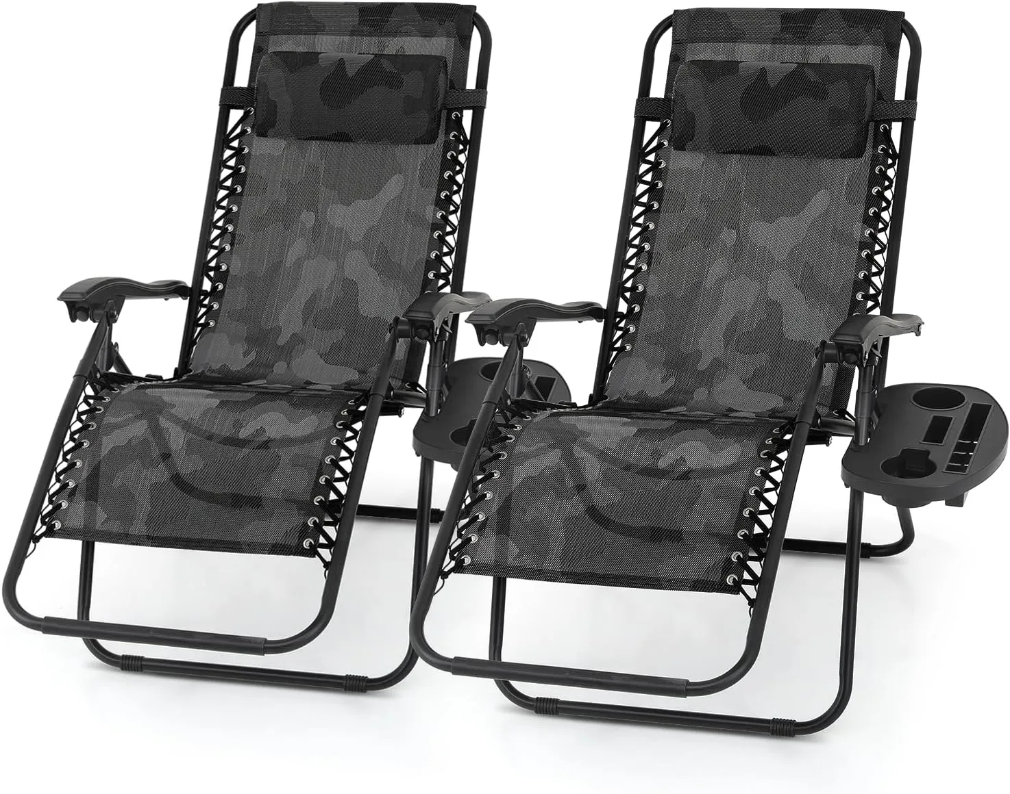 2 pcs Zero Gravity Lounge Chair, Foldable Patio Recliners for Outdoor, Beach, Camping, CAAP-BCC-C2P-CF