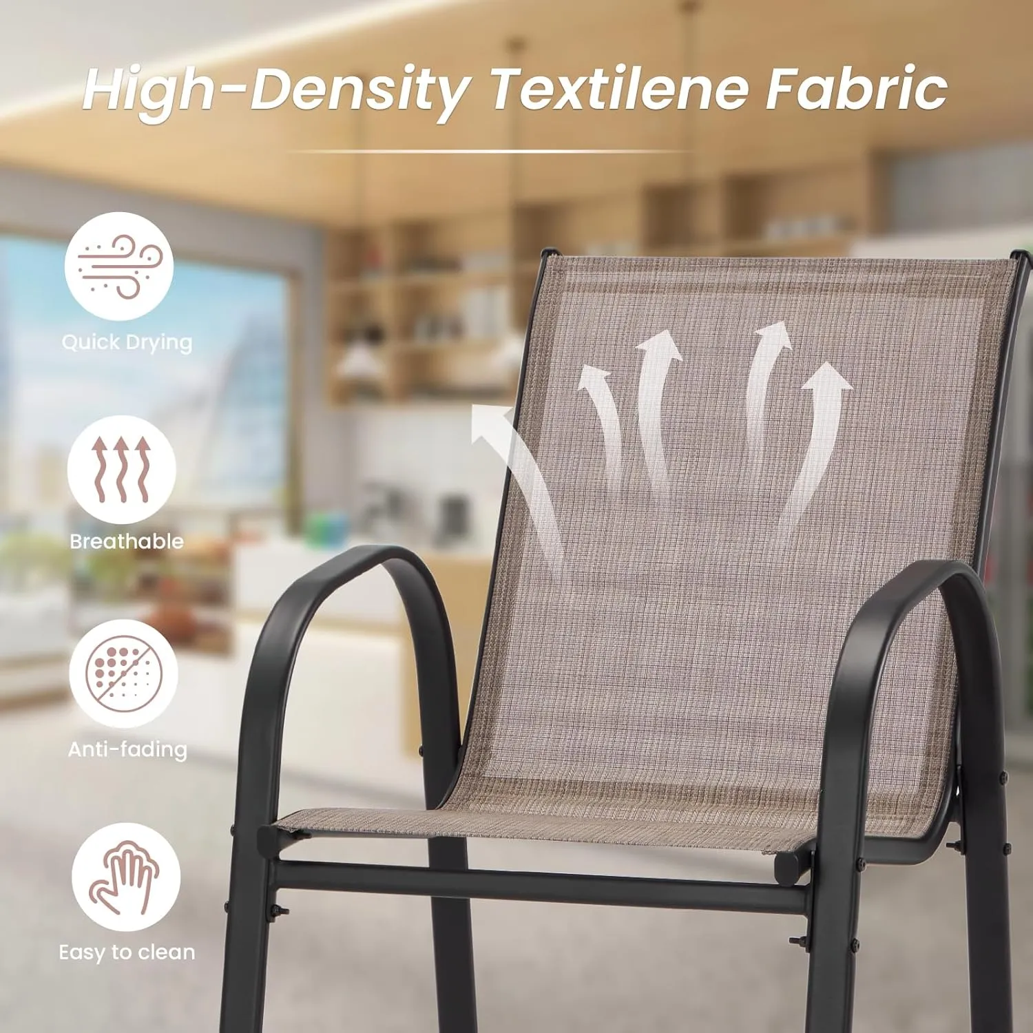 2-Piece Outdoor Bar Stool Set - High-Back Textilene Chairs & Weatherproof Steel Frame, 330lb Capacity Patio Furniture for Backyard/Balcony/Porch, Quick Assembly & Rust-Resistant