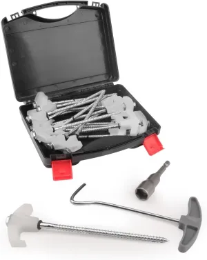 20 Pcs Tent Stakes Heavy Duty, 8 in Ground Anchors Screw in, Grow in the Dark Screw in Tent Stakes, Camping Stakes with Storage Box, Threaded Tent Spikes with Hex Head Driver and Stake Puller