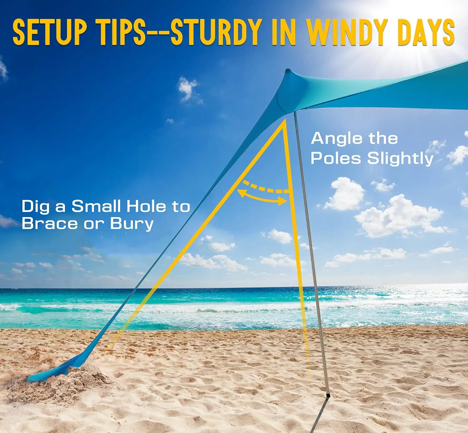 2022 Upgraded Beach Tent Pop Up Shade, HARBLAND 10X10 FT UPF50  Beach Canopy with 8 Tent Stakes, 4 Support Ropes, Carry Bag for Outdoor, Adult and Baby(4 Thickened Tip Poles, 4-8 People)