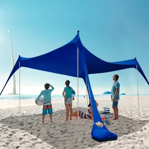 2022 Upgraded Beach Tent Pop Up Shade, HARBLAND 10X10 FT UPF50  Beach Canopy with 8 Tent Stakes, 4 Support Ropes, Carry Bag for Outdoor, Adult and Baby(4 Thickened Tip Poles, 4-8 People)