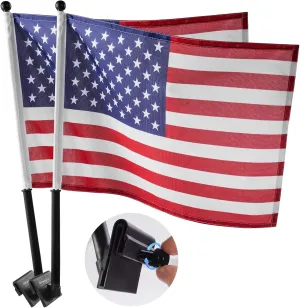 2Pack Car Flag with Flagpole Mount & American Flag, 12" x 16" Two-section Removable Flagpole, 19" USA Flag Pole Fixed Window Adjustable Clip Mount For Most Vehicle Window