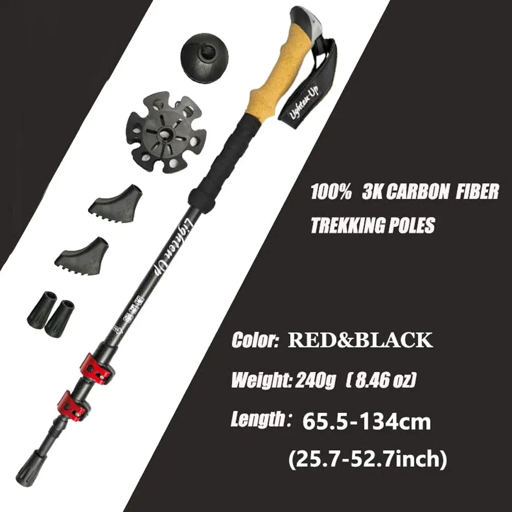 2pcs Carbon Fiber Collapsible Telescopic Trekking Poles: Lightweight Hiking and Climbing Sticks